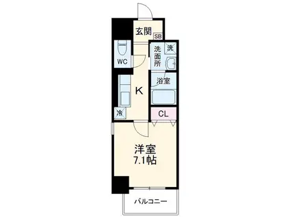 ファスティーナ本陣(1K/6階)の間取り写真