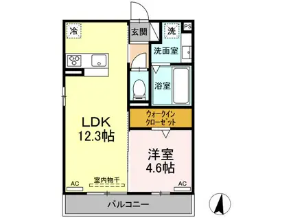ミエル アジュール(1LDK/3階)の間取り写真