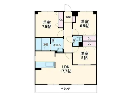 BENVENUTOCHUO3(3LDK/2階)の間取り写真