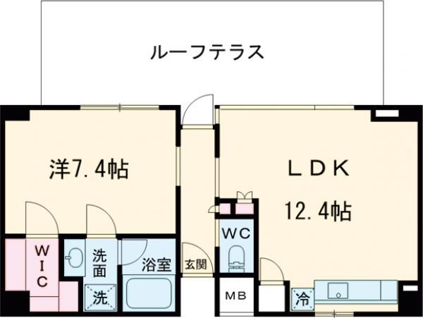 PRIME URBAN 東中野 COUR(1LDK/6階)の間取り写真