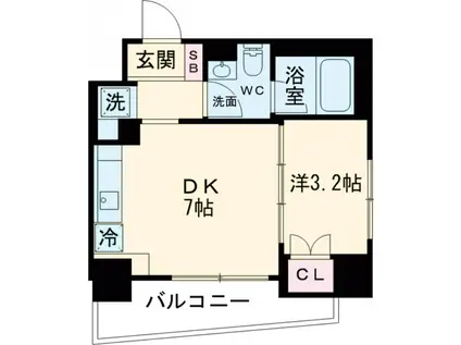 GARBO HAMADAYAMA(1DK/2階)の間取り写真