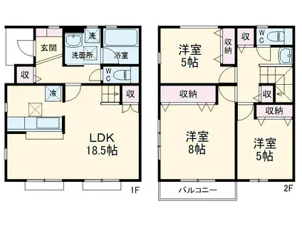 ＳＨＵＫＵＲＡ新秋津(3LDK)の間取り写真
