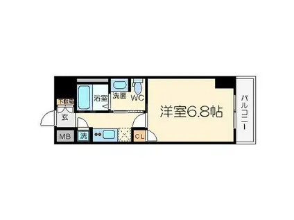 レジュールアッシュPREMIUM TWIN-II(1K/3階)の間取り写真