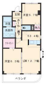 グランソレイユ水広(2LDK/2階)の間取り写真