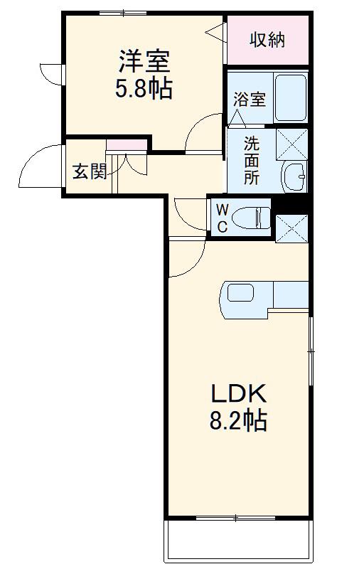 EVERGARDEN千種(1LDK/1階)の間取り写真
