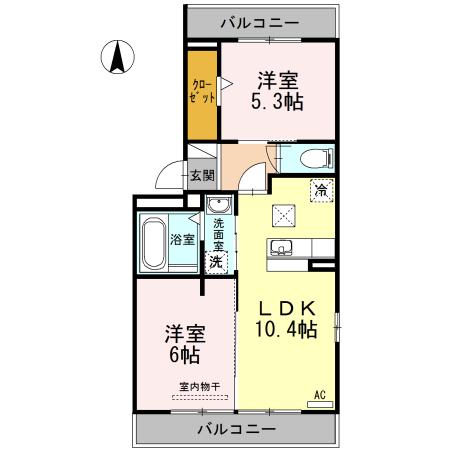 エクセル駅西(2LDK/1階)の間取り写真