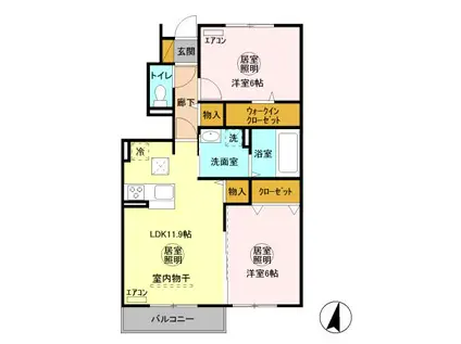 D-ROOM中根(2LDK/1階)の間取り写真