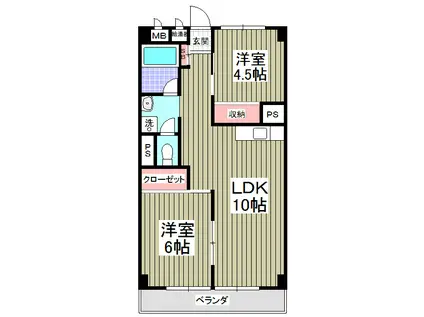 リブレス東浦和 旧東浦和ハイツ(2LDK/5階)の間取り写真