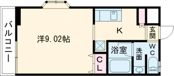 パークサイド菅原橋(1K/3階)の間取り写真