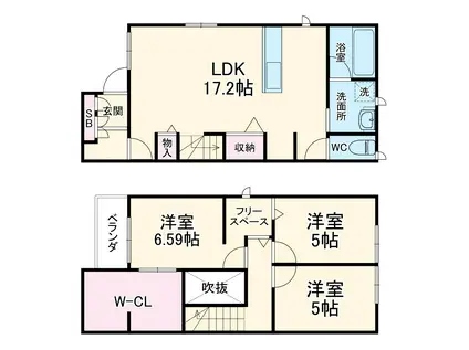 阪急電鉄宝塚線 池田駅(大阪) 徒歩9分 2階建 築4年(3LDK)の間取り写真