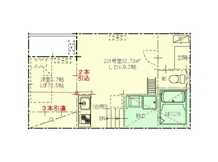 URBANHEIMNAKAMURA(1LDK/2階)の間取り写真