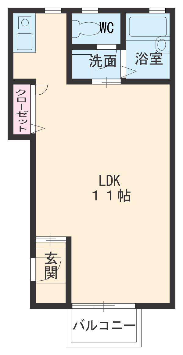 私の家 Ⅰ(ワンルーム/2階)の間取り写真
