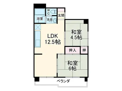 福島ハイツ(2LDK/4階)の間取り写真
