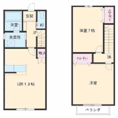 バンベイル(2LDK)の間取り写真