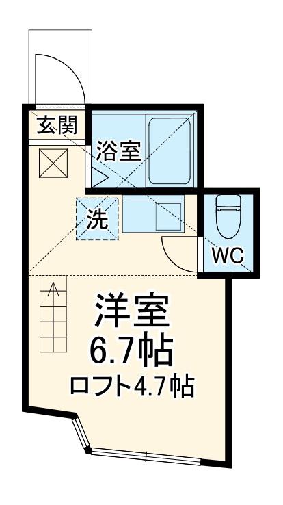 ユナイト西横浜ストラウド(ワンルーム/1階)の間取り写真