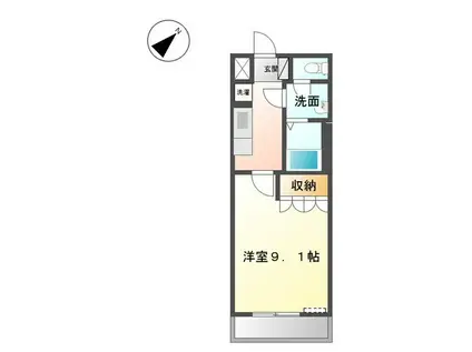 パークサイド(1K/2階)の間取り写真