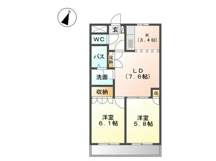 サニープレイス(2LDK/1階)の間取り写真