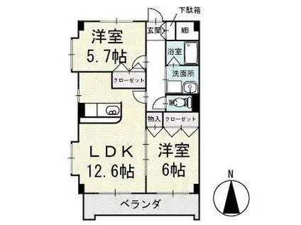 スカイビレッジ(2LDK/2階)の間取り写真