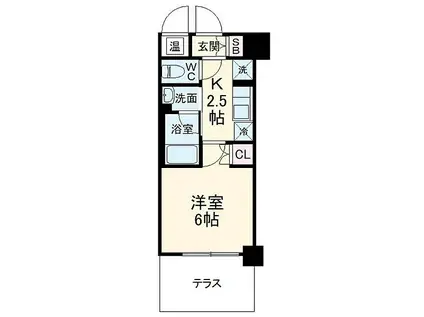 ハーモニーレジデンス武蔵小杉(1K/2階)の間取り写真