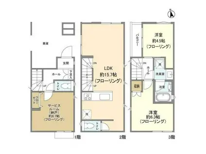 京浜東北・根岸線 川崎駅 徒歩13分 3階建 築4年(2SLDK)の間取り写真