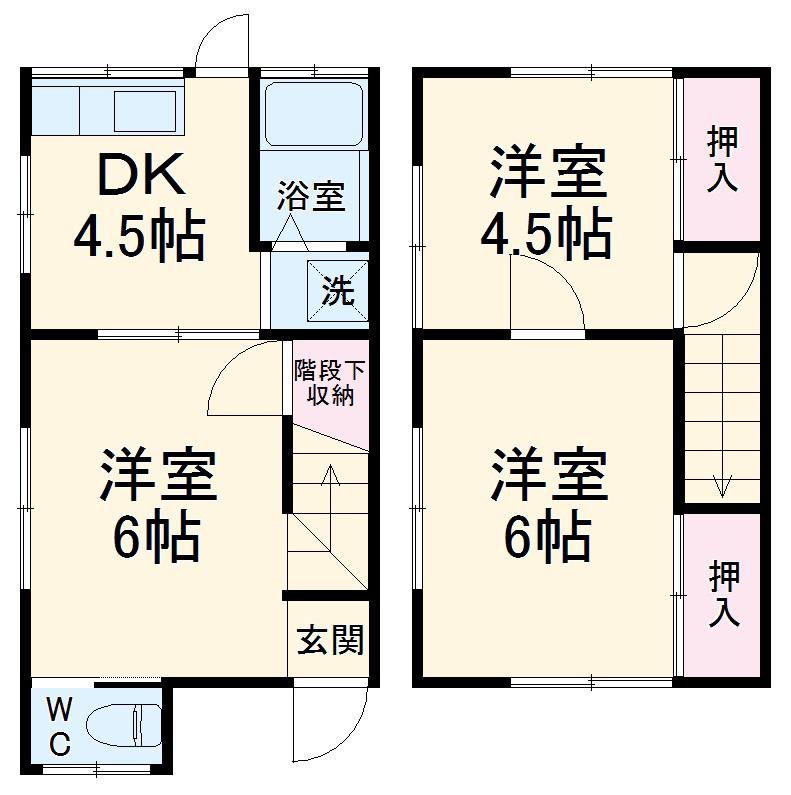 元欠町メゾネット(3DK)の間取り写真