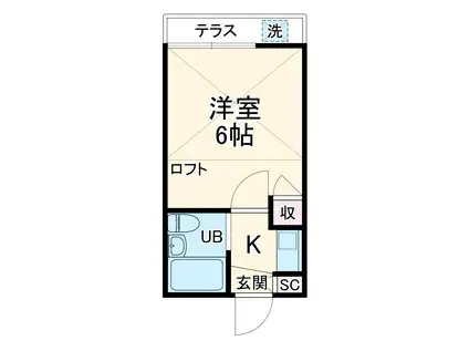 アミューズメント21塚越(1K/1階)の間取り写真