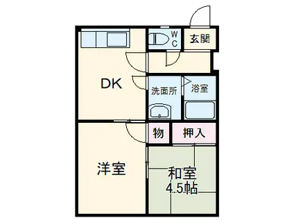 アヴェニュー上小杉(2DK/1階)の間取り写真