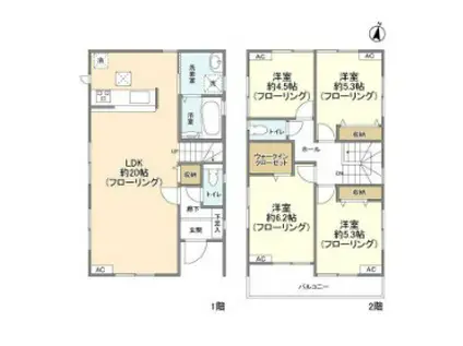 東武伊勢崎・大師線 大袋駅 徒歩6分 2階建 築4年(4LDK)の間取り写真
