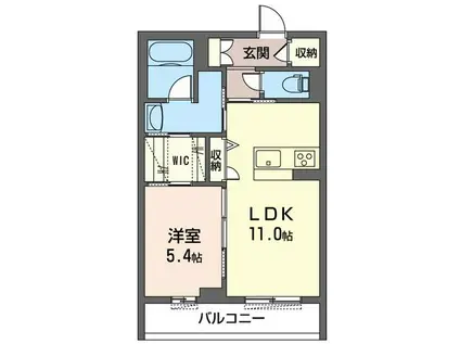 ユーフォネス(1LDK/2階)の間取り写真