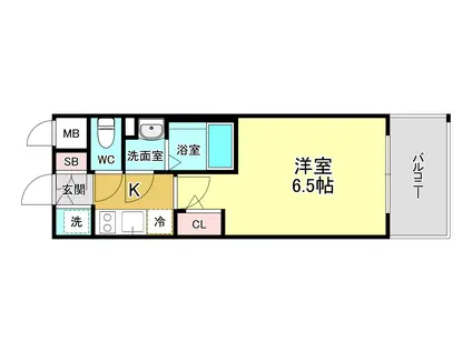 エスリード大阪プライムゲート(1K/9階)の間取り写真