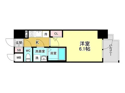 エスリード大阪プライムゲート(1K/3階)の間取り写真