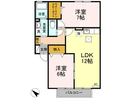 グランシャリオ(2LDK/1階)の間取り写真