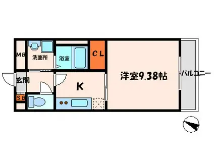 アンプルールフェール GLAND MOB(1K/3階)の間取り写真