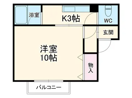 アーベインフラット(1K/2階)の間取り写真