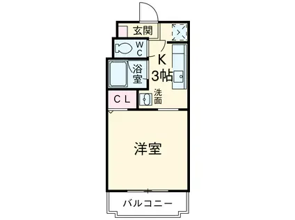 ハマイカリ1(1K/3階)の間取り写真