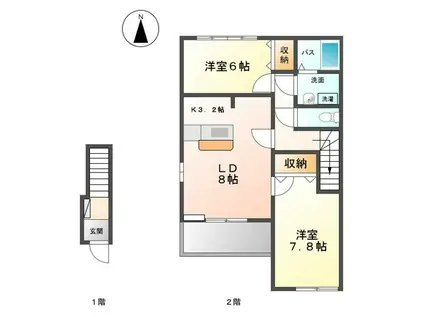 GRACE VILLA・JⅡ(2LDK/2階)の間取り写真