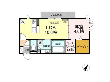 ビラ賀殿(1LDK/3階)の間取り写真