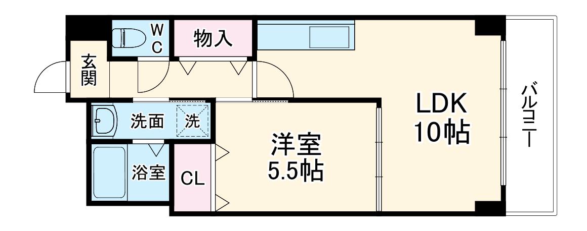グランドハイツ豊山Ⅱ(1LDK/3階)の間取り写真