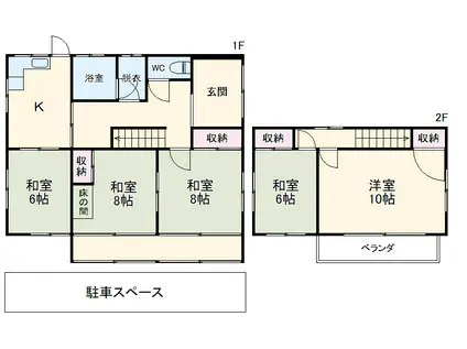 中央本線 相模湖駅 バス乗車時間：9分 石老山入口バス停で下車 徒歩4分 2階建 築46年(5DK)の間取り写真