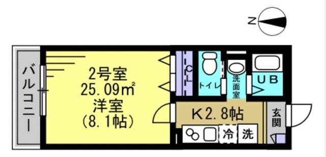 AJ新小岩ノースⅡ(1K/2階)の間取り写真