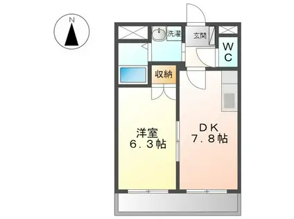 コンフォースⅡ(1DK/1階)の間取り写真