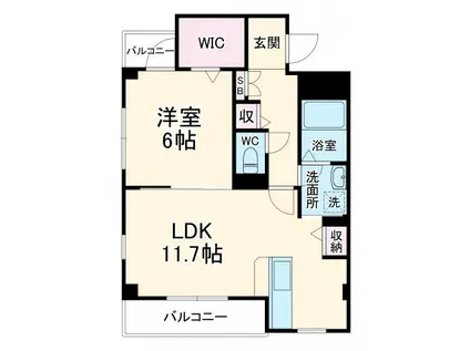 ディアコート(1LDK/3階)の間取り写真