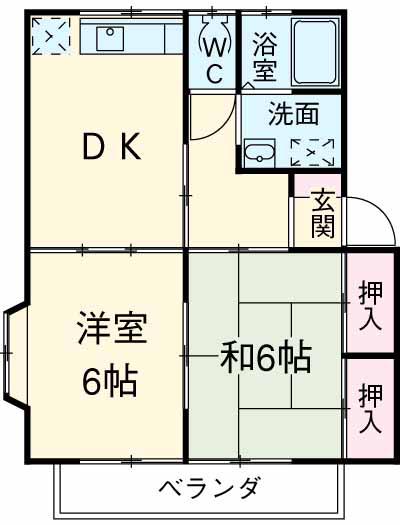 エスポワールミユキB(2DK/1階)の間取り写真