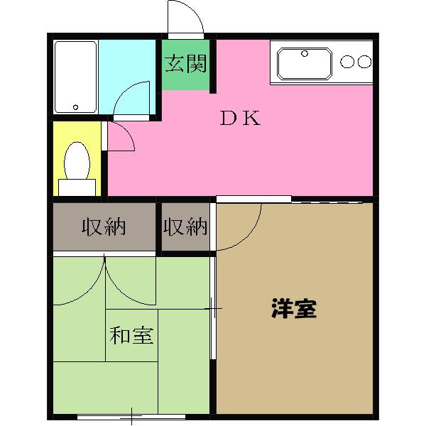 サニーハイツ(2DK/1階)の間取り写真