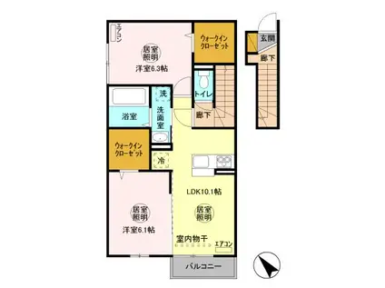 常磐線 日立駅 徒歩42分 2階建 築9年(2LDK/2階)の間取り写真