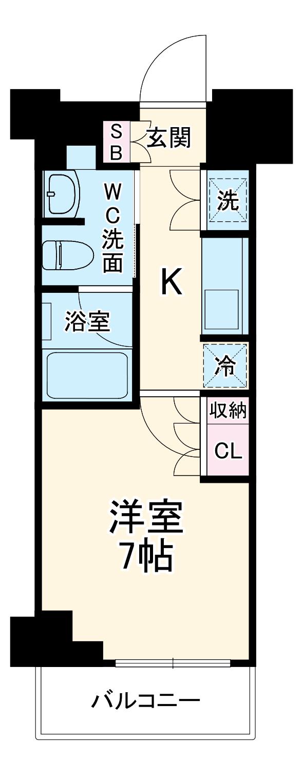 ラティエラ武蔵小杉(1K/5階)の間取り写真