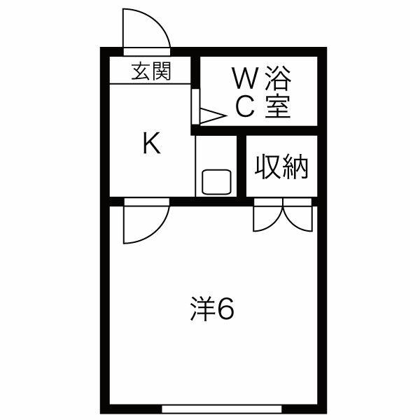 エスポワール左京山(1K/2階)の間取り写真