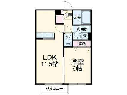 リバーサイドコート(1LDK/1階)の間取り写真