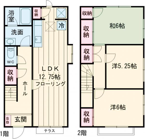 武蔵野ビレッジ(3LDK/1階)の間取り写真