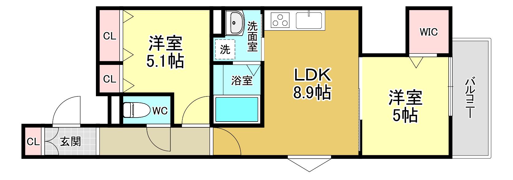 ラモーナ豊南町南(2LDK/2階)の間取り写真